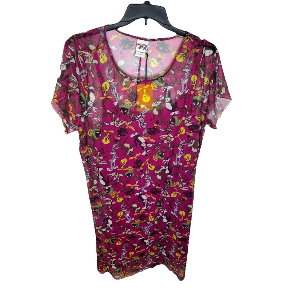 Torrid Pink Looney Tunes Bugs Bunny Mini Mesh T Shirt Dress slip dress Size 4 4X